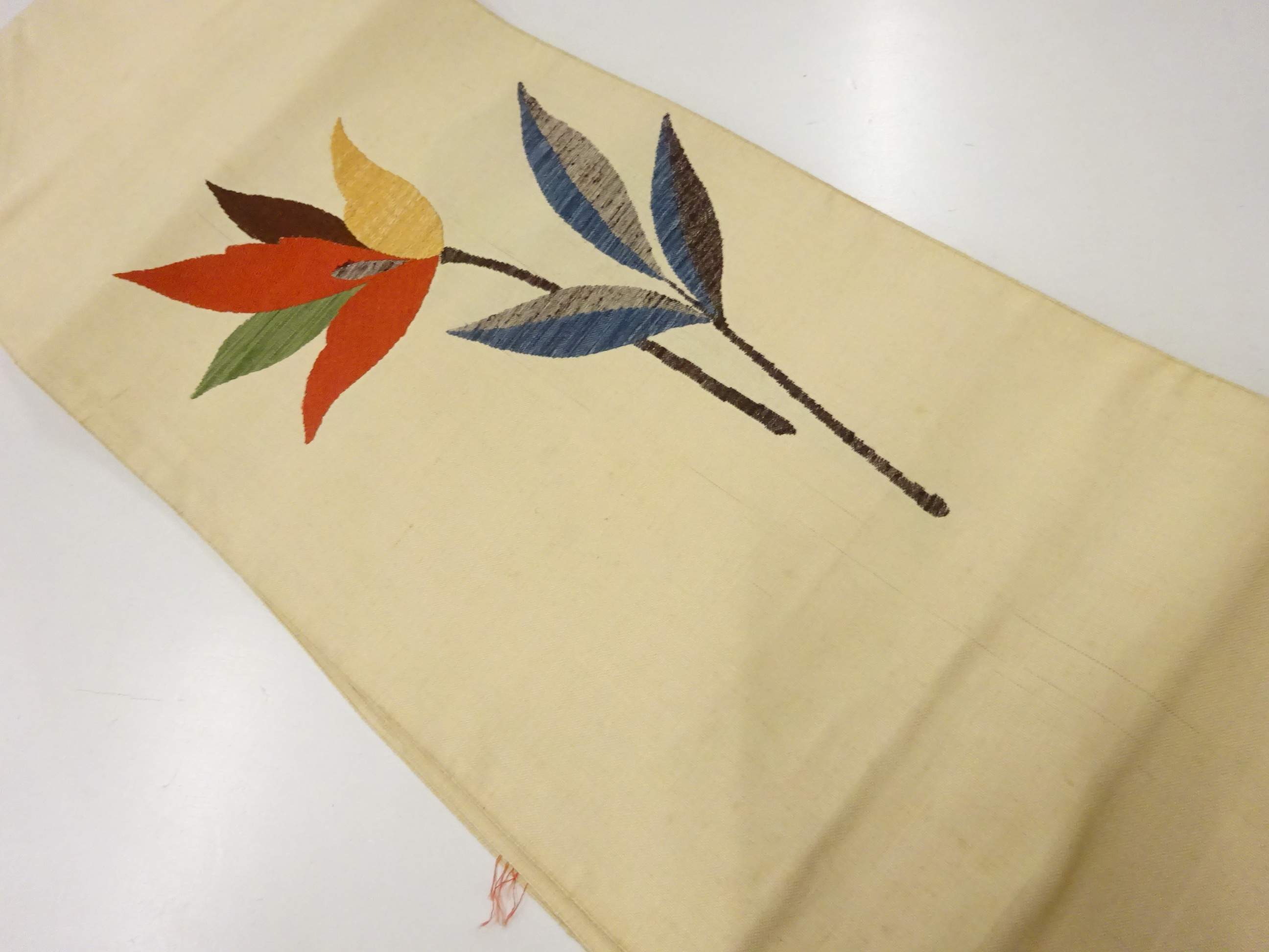 JAPANESE KIMONO / ANTIQUE NAGOYA OBI / TSUMUGI / WOVEN FLOWER